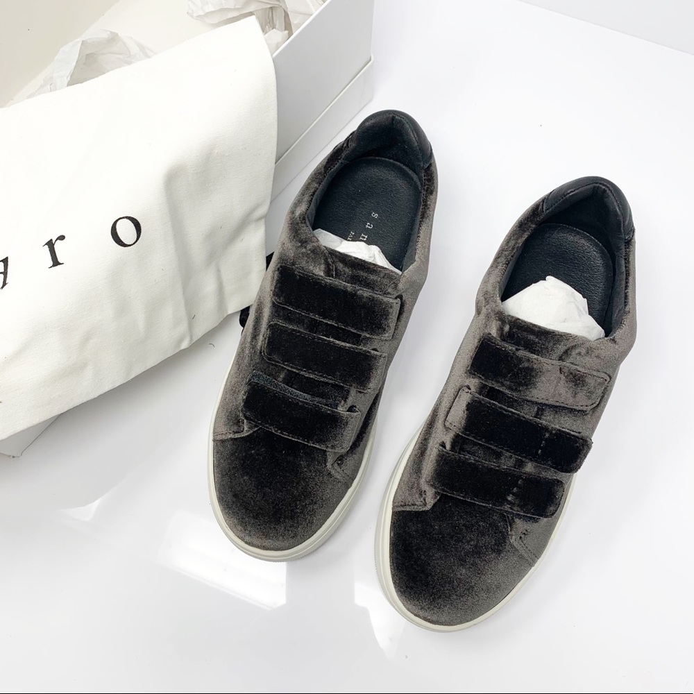 Sandro Anita Anthracite Grey Velvet Sneaker